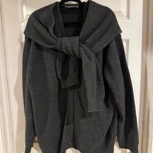 Zara Charcoal Knit Cardigan with Sweater Shoulder